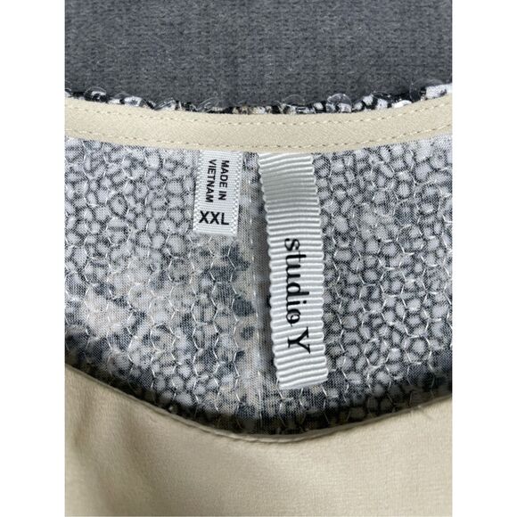 Sequin Snakeskin Tank Top Studio Y Women 2XL Beige Shimmer Sleeveless Workwear - Picture 3 of 10